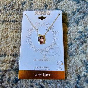 NWT, Silver Plated "Snoopy" Americana Dog House Pendant Necklace